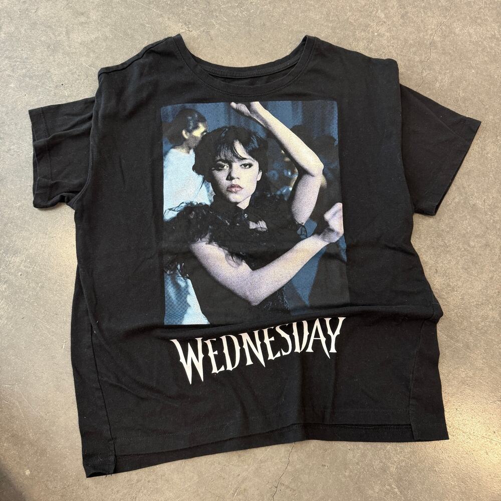 Wednesday Adams Grunge Emo Show Old Navy Oversize Graphic Black Tee Youth XXL /S
